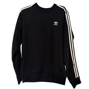 NWT Adidas Originals 3 Stripes Crewneck Sweatshirt Black Size Medium